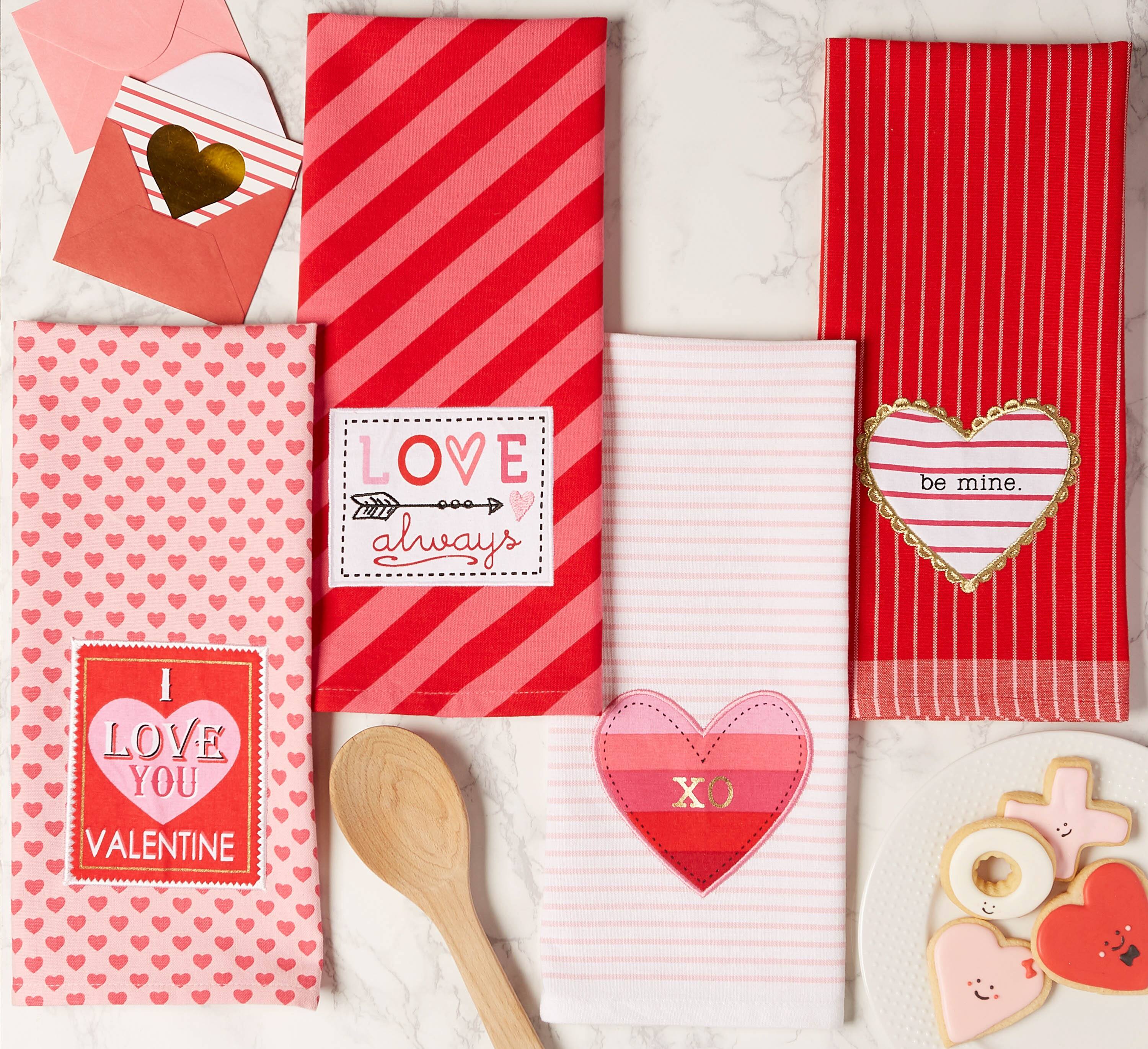 DII® Mixed Valentines Embellished Dishtowels, 4ct.